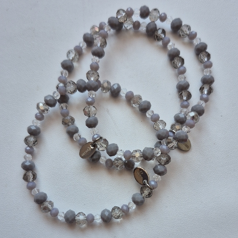 Tocara Chic Gray Beaded Bracelet, Set of 3 (J10)